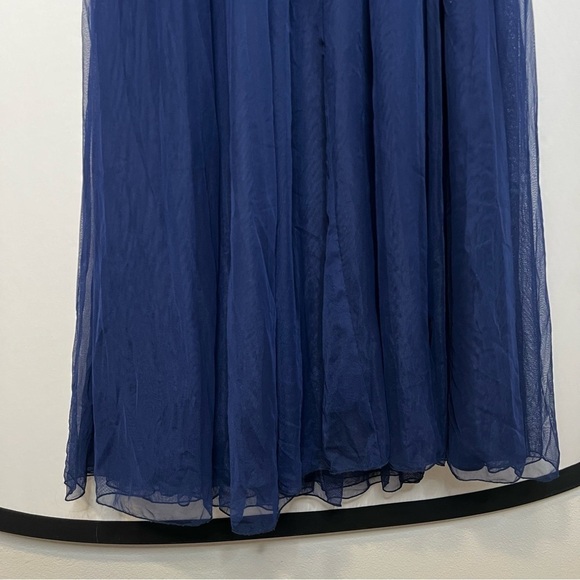 Eva Brazzi Black Tie Navy Blue Lace Front Strapless Chiffon Evening Gown. Size 8 - Picture 6 of 16